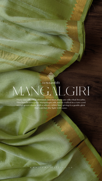Pastel Cool Green Mangalgiri Silk