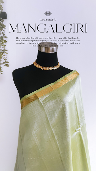 Pastel Cool Green Mangalgiri Silk