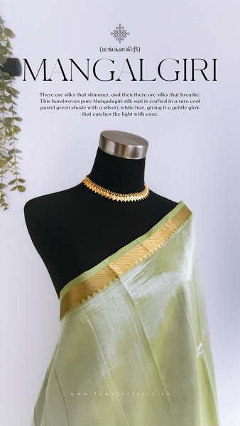 Pastel Cool Green Mangalgiri Silk