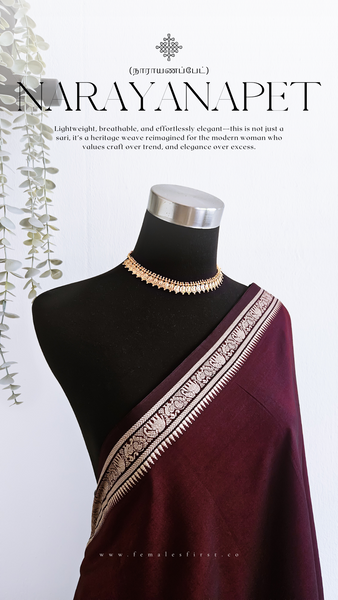 IRAGAI | Narayanapet Cotton sari in Maroon