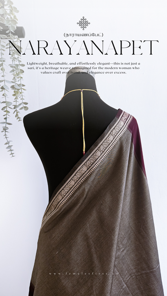 IRAGAI | Narayanapet Cotton sari in Maroon