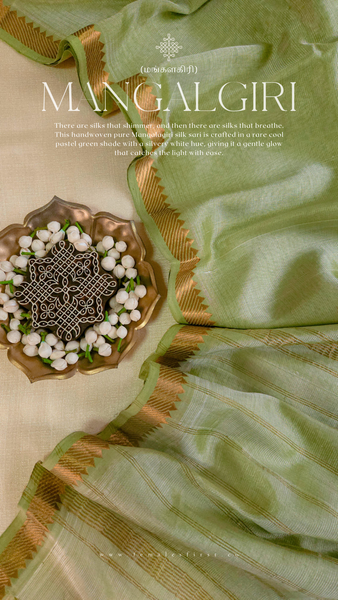 Pastel Cool Green Mangalgiri Silk