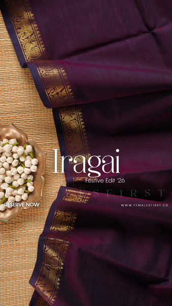 IRAGAI | Kanchi Cotton Sari in Plum Purple & Gold