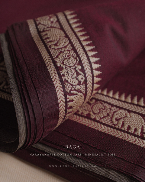 IRAGAI | Narayanapet Cotton sari in Maroon