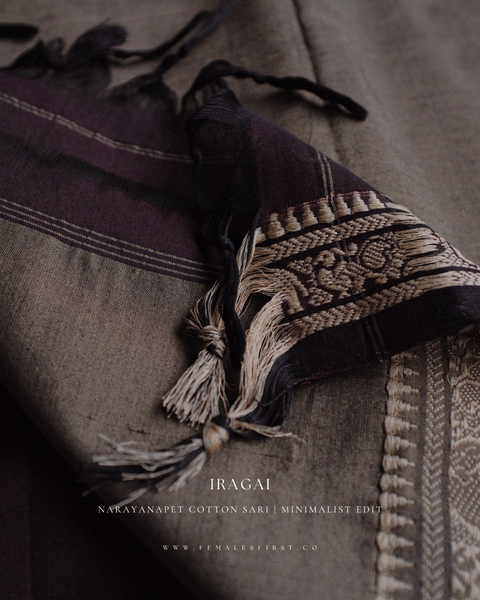 IRAGAI | Narayanapet Cotton sari in Dark Plum
