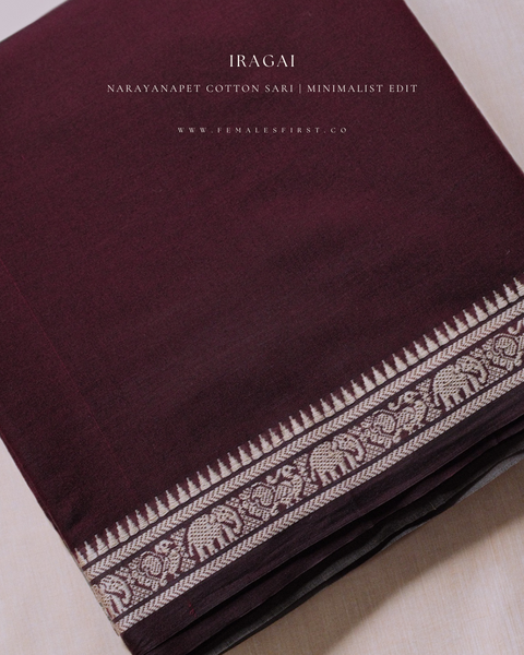 IRAGAI | Narayanapet Cotton sari in Maroon