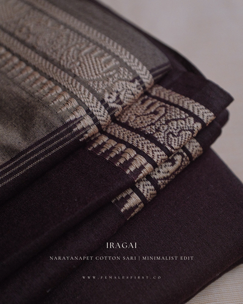 IRAGAI | Narayanapet Cotton sari in Dark Plum