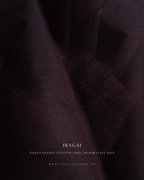 IRAGAI | Narayanapet Cotton sari in Dark Plum