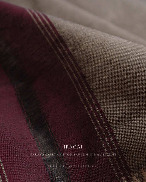 IRAGAI | Narayanapet Cotton sari in Maroon