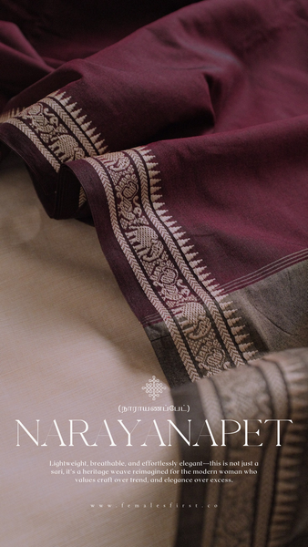 IRAGAI | Narayanapet Cotton sari in Maroon