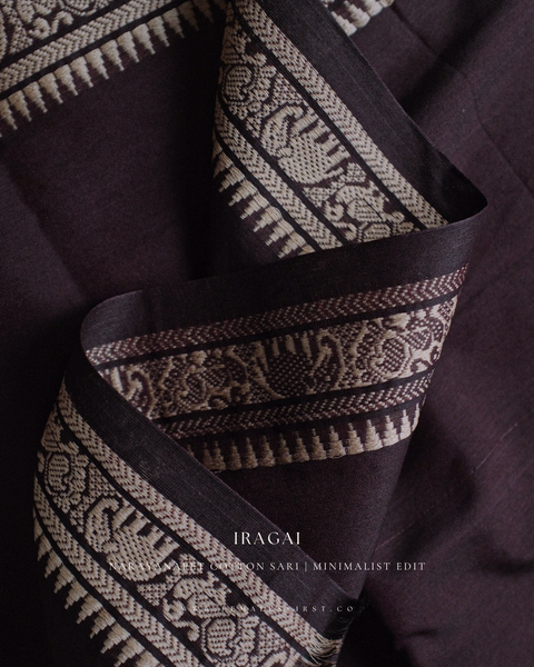 IRAGAI | Narayanapet Cotton sari in Dark Plum