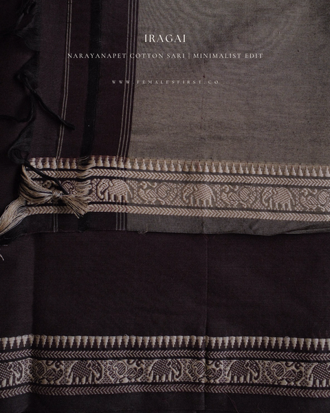IRAGAI | Narayanapet Cotton sari in Dark Plum