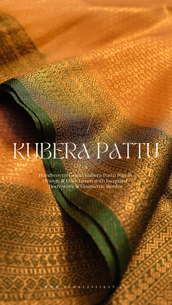 Kubera Pattu in Orange & Dark Green