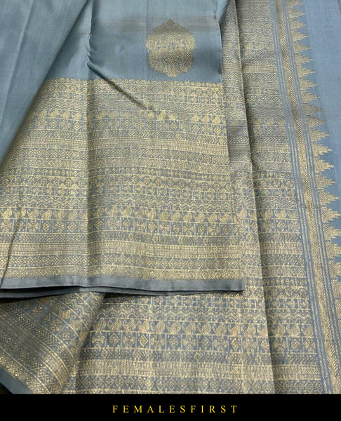 Grey Kanjivaram Silk Sari